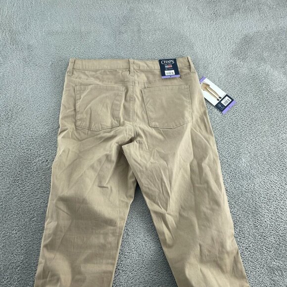 Chaps Womens Khaki Trouser Pants Size 4 Cotton Blend Slim Fit a1075 - Picture 2 of 10